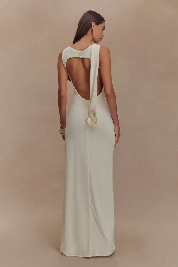 Henley Slinky Drape Maxi Dress – Ivory Henley Slinky Drape Maxi Dress – Ivory
