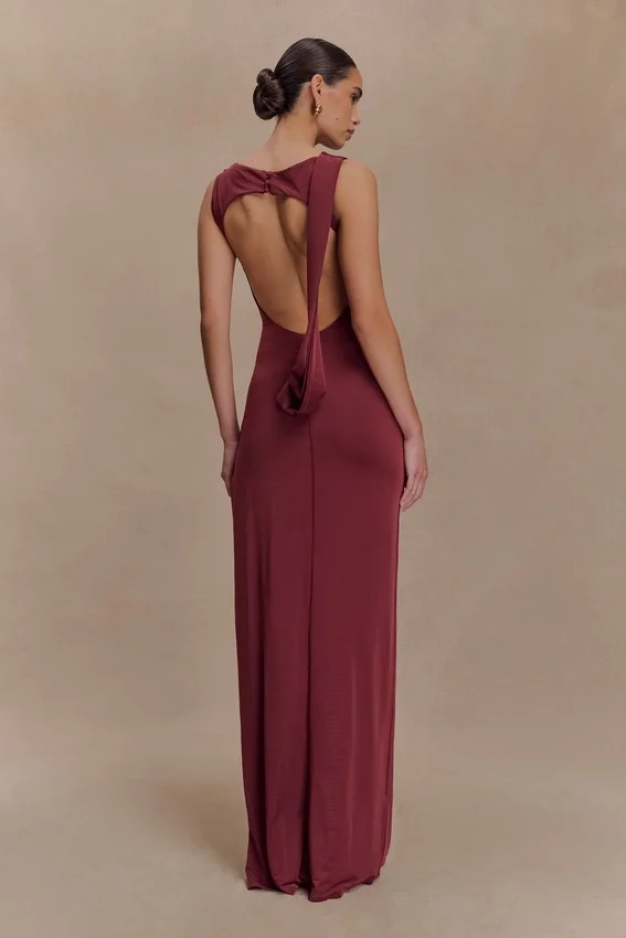 Henley Slinky Drape Maxi Dress – Wine Henley Slinky Drape Maxi Dress – Wine