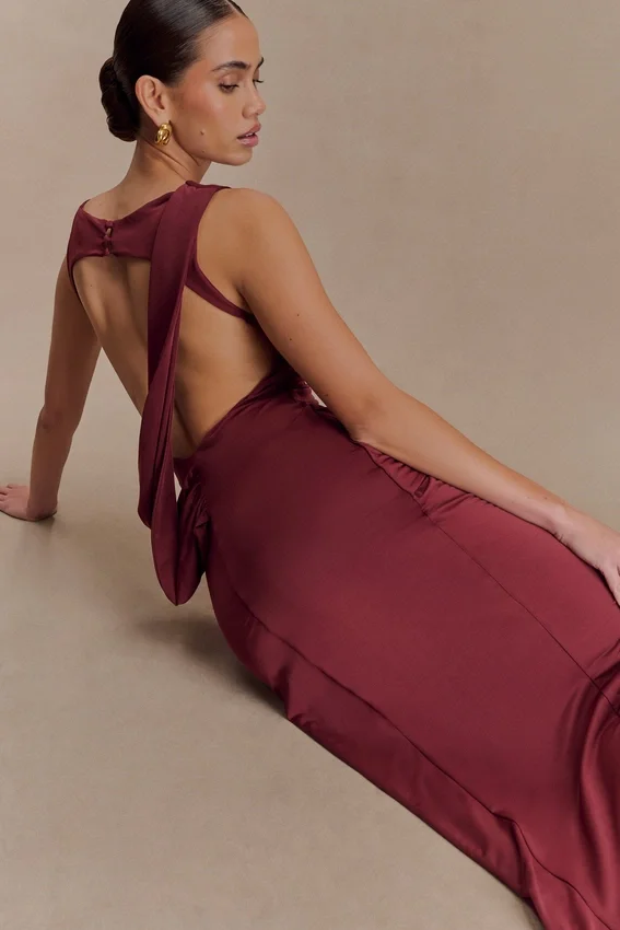 Henley Slinky Drape Maxi Dress – Wine Henley Slinky Drape Maxi Dress – Wine