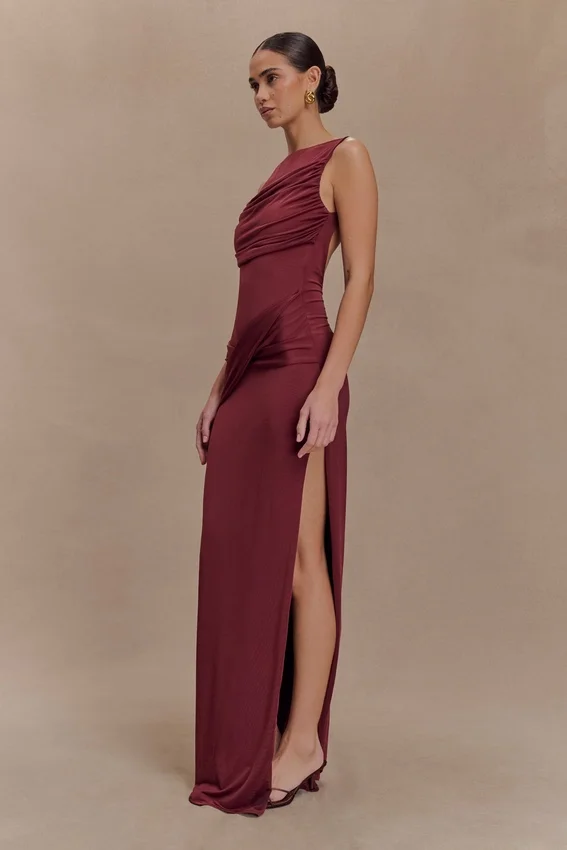 Henley Slinky Drape Maxi Dress – Wine Henley Slinky Drape Maxi Dress – Wine