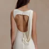 Henley Slinky Drape Mini Dress – Ivory