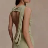 Henley Slinky Drape Mini Dress – Sage