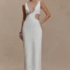 Henny Diamante Trim Cut Out Midi Dress – White Henny Diamante Trim Cut Out Midi Dress – White