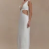Henny Diamante Trim Cut Out Midi Dress – White Henny Diamante Trim Cut Out Midi Dress – White