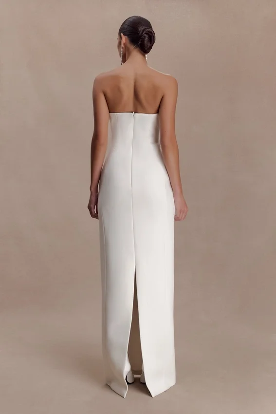 Hilda Embellished Strapless Maxi Dress – White Hilda Embellished Strapless Maxi Dress – White
