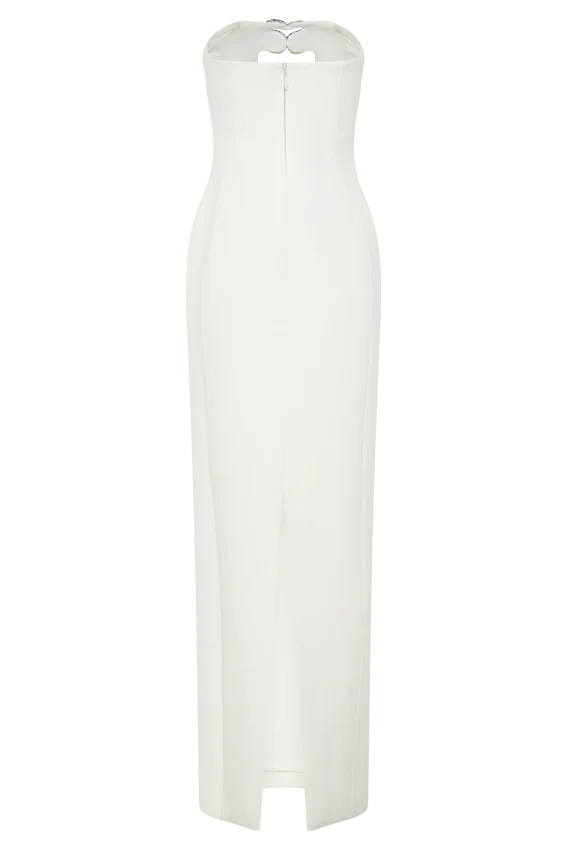 Hilda Embellished Strapless Maxi Dress – White Hilda Embellished Strapless Maxi Dress – White