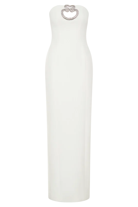Hilda Embellished Strapless Maxi Dress – White Hilda Embellished Strapless Maxi Dress – White