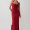 Hoai Gathered Slinky Halter Maxi Dress – Deep Red Hoai Gathered Slinky Halter Maxi Dress – Deep Red