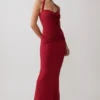 Hoai Gathered Slinky Halter Maxi Dress – Deep Red Hoai Gathered Slinky Halter Maxi Dress – Deep Red