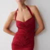 Hoai Gathered Slinky Halter Maxi Dress – Deep Red Hoai Gathered Slinky Halter Maxi Dress – Deep Red