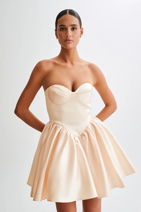 Hollie Structured Corset Mini Dress – Gold Hollie Structured Corset Mini Dress – Gold