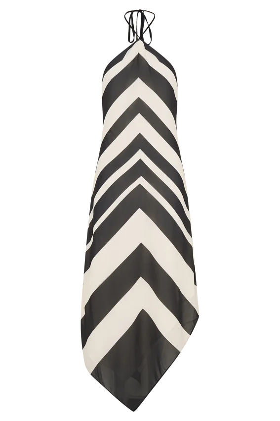 Hope Satin Halter Midi Dress – Black/White Hope Satin Halter Midi Dress – Black/White