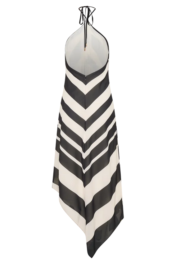 Hope Satin Halter Midi Dress – Black/White Hope Satin Halter Midi Dress – Black/White