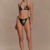 Huntleigh Crochet Bikini Bottom – Black & Gold Sunshine Print