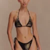 Huntleigh Crochet Bikini Bottom – Black & Gold Sunshine Print