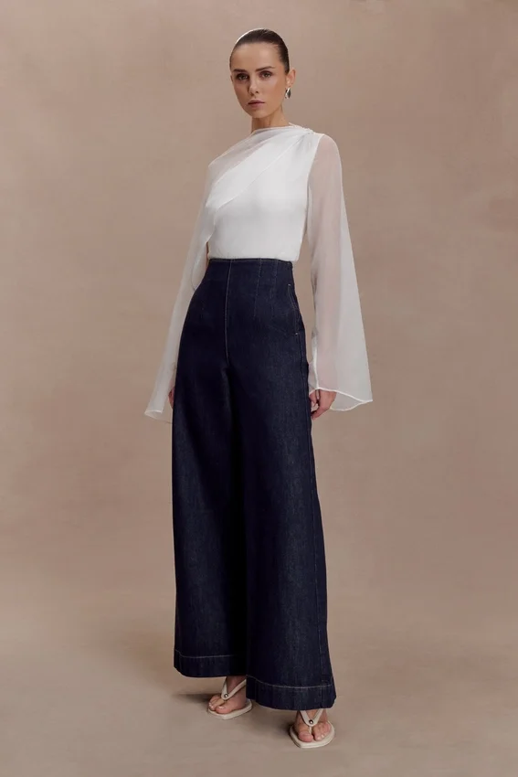 Ida Sheer Asymmetrical Long Sleeve Cape – White Ida Sheer Asymmetrical Long Sleeve Cape – White