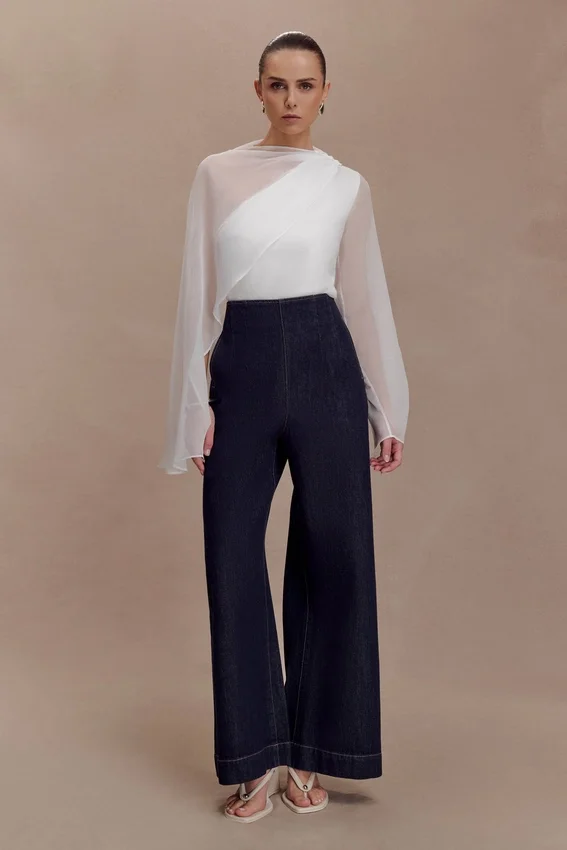 Ida Sheer Asymmetrical Long Sleeve Cape – White Ida Sheer Asymmetrical Long Sleeve Cape – White