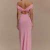 Imogen Off Shoulder Slinky Maxi Dress – Candy Pink Imogen Off Shoulder Slinky Maxi Dress – Candy Pink