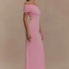 Imogen Off Shoulder Slinky Maxi Dress – Candy Pink Imogen Off Shoulder Slinky Maxi Dress – Candy Pink