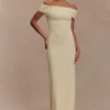 Imogen Off Shoulder Slinky Maxi Dress – Lemon Imogen Off Shoulder Slinky Maxi Dress – Lemon
