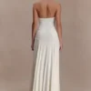 Indira Gathered Slinky Halter Maxi Dress – Ivory Indira Gathered Slinky Halter Maxi Dress – Ivory