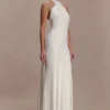 Indira Gathered Slinky Halter Maxi Dress – Ivory Indira Gathered Slinky Halter Maxi Dress – Ivory