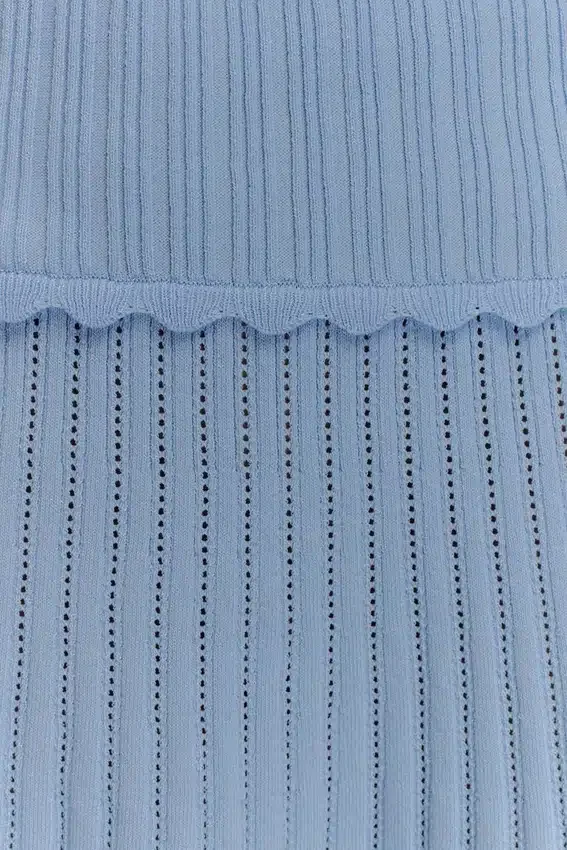 Indy Pointelle Knit Mini Skirt – Cornflower Blue Indy Pointelle Knit Mini Skirt – Cornflower Blue