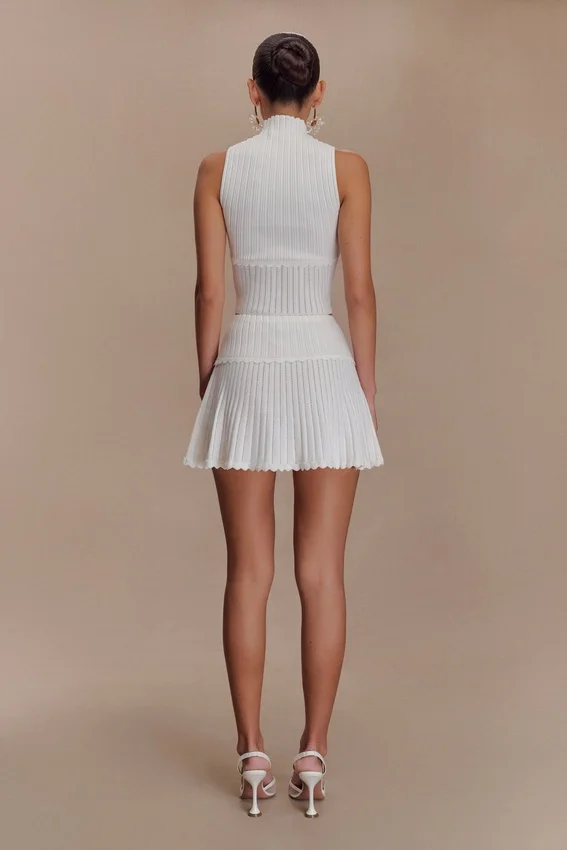 Indy Pointelle Knit Mini Skirt – Ivory Indy Pointelle Knit Mini Skirt – Ivory