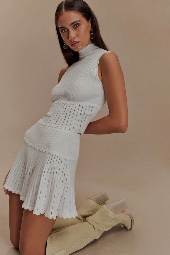 Indy Pointelle Knit Mini Skirt – Ivory Indy Pointelle Knit Mini Skirt – Ivory
