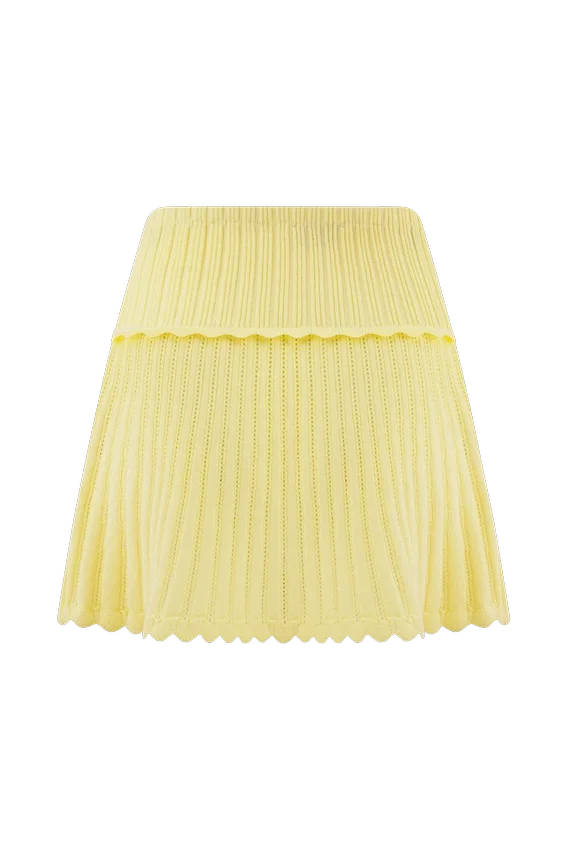 Indy Pointelle Knit Mini Skirt – Lemon Indy Pointelle Knit Mini Skirt – Lemon