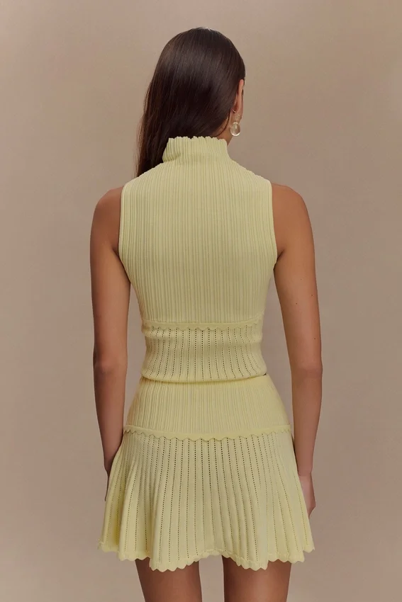Indy Pointelle Knit Mini Skirt – Lemon Indy Pointelle Knit Mini Skirt – Lemon