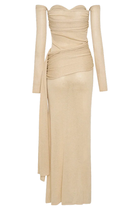 Ingrid Metallic Knit Maxi Dress – Bronze Ingrid Metallic Knit Maxi Dress – Bronze