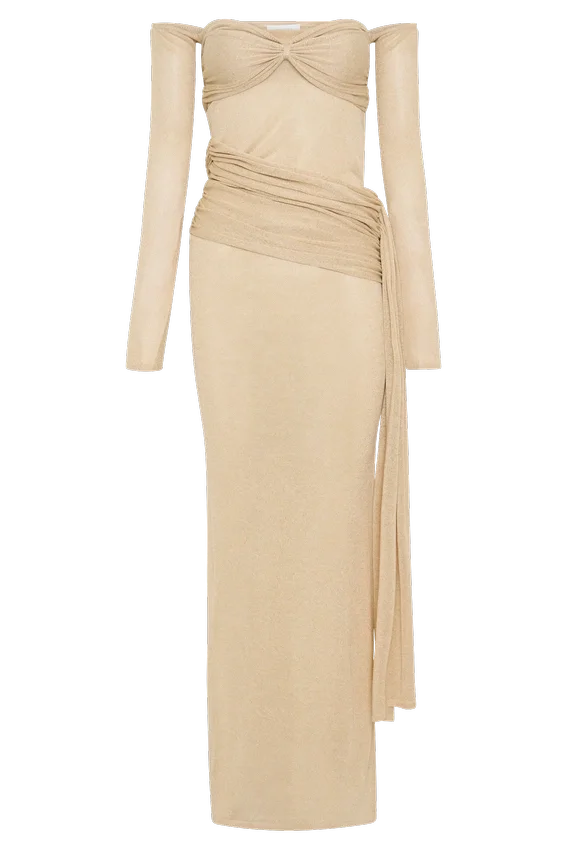 Ingrid Metallic Knit Maxi Dress – Bronze Ingrid Metallic Knit Maxi Dress – Bronze