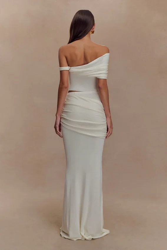 Irene Gathered Knit Maxi Skirt – Ivory Irene Gathered Knit Maxi Skirt – Ivory