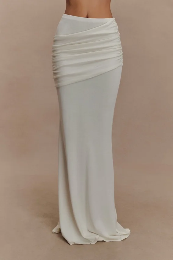 Irene Gathered Knit Maxi Skirt – Ivory Irene Gathered Knit Maxi Skirt – Ivory
