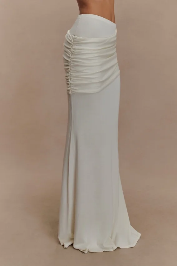 Irene Gathered Knit Maxi Skirt – Ivory Irene Gathered Knit Maxi Skirt – Ivory