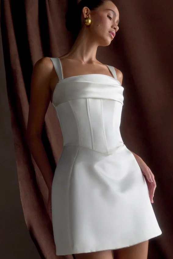 Isabel Satin Corset Mini Dress – White Isabel Satin Corset Mini Dress – White