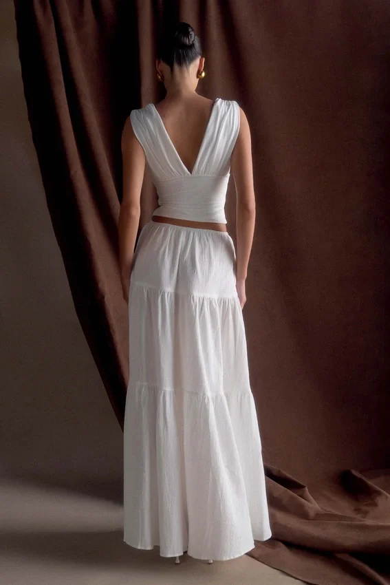 Jacinda Cotton Maxi Skirt – White Jacinda Cotton Maxi Skirt – White