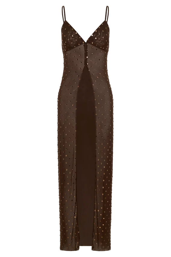 Jackie Longline Diamante Top – Chocolate Jackie Longline Diamante Top – Chocolate