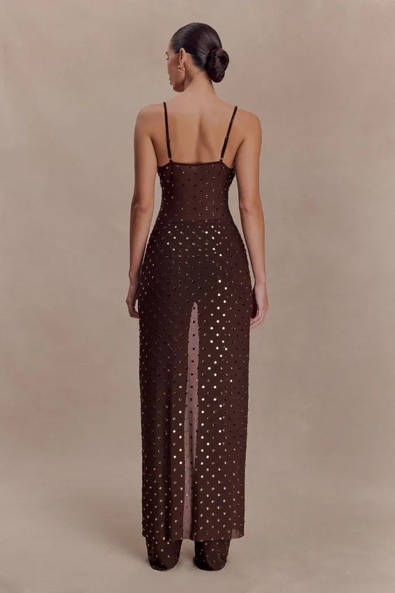Jackie Longline Diamante Top – Chocolate Jackie Longline Diamante Top – Chocolate