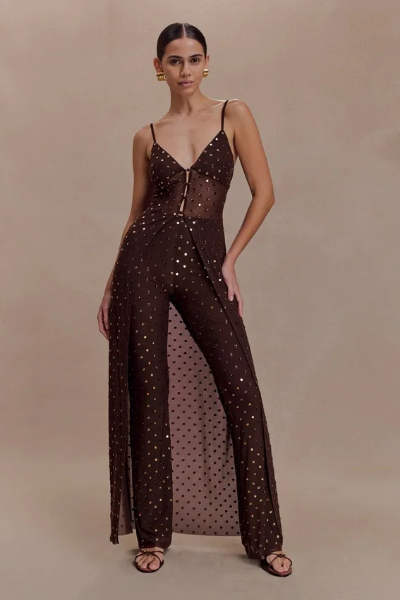 Jackie Longline Diamante Top – Chocolate Jackie Longline Diamante Top – Chocolate