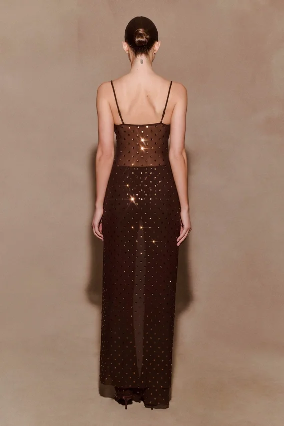 Jackie Longline Diamante Top – Chocolate Jackie Longline Diamante Top – Chocolate