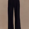 Jacqueline Pleated Wide Leg Pants – Black