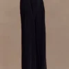 Jacqueline Pleated Wide Leg Pants – Black