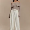 Jacqueline Pleated Wide Leg Pants – Ivory