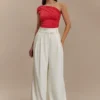 Jacqueline Pleated Wide Leg Pants – Ivory