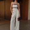 Jacqueline Pleated Wide Leg Pants – Ivory