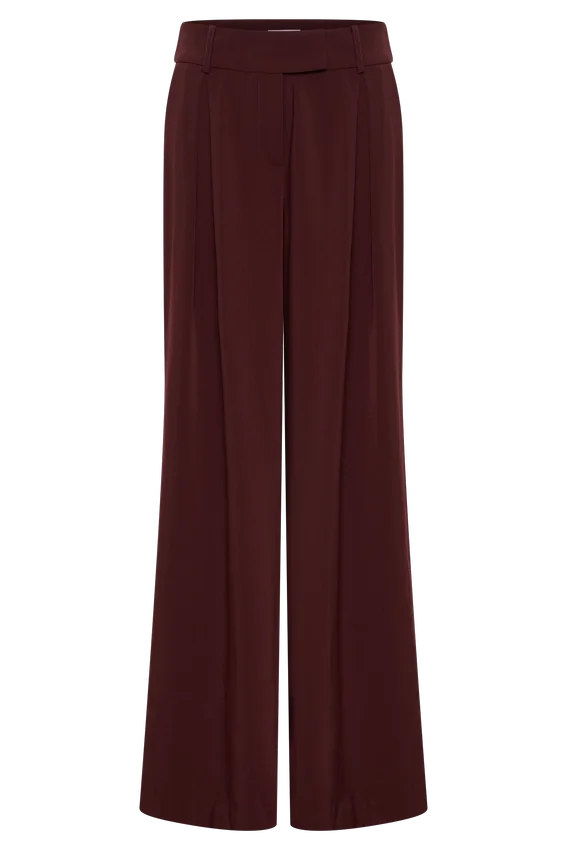 Jacqueline Pleated Wide Leg Pants – Mahogany Jacqueline Pleated Wide Leg Pants – Mahogany