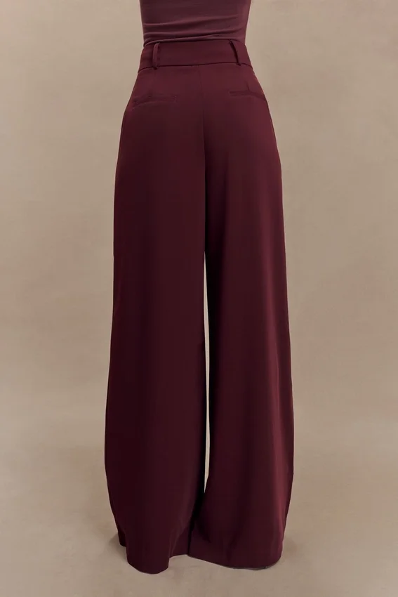 Jacqueline Pleated Wide Leg Pants – Mahogany Jacqueline Pleated Wide Leg Pants – Mahogany