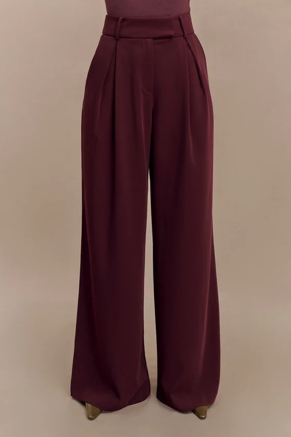 Jacqueline Pleated Wide Leg Pants – Mahogany Jacqueline Pleated Wide Leg Pants – Mahogany